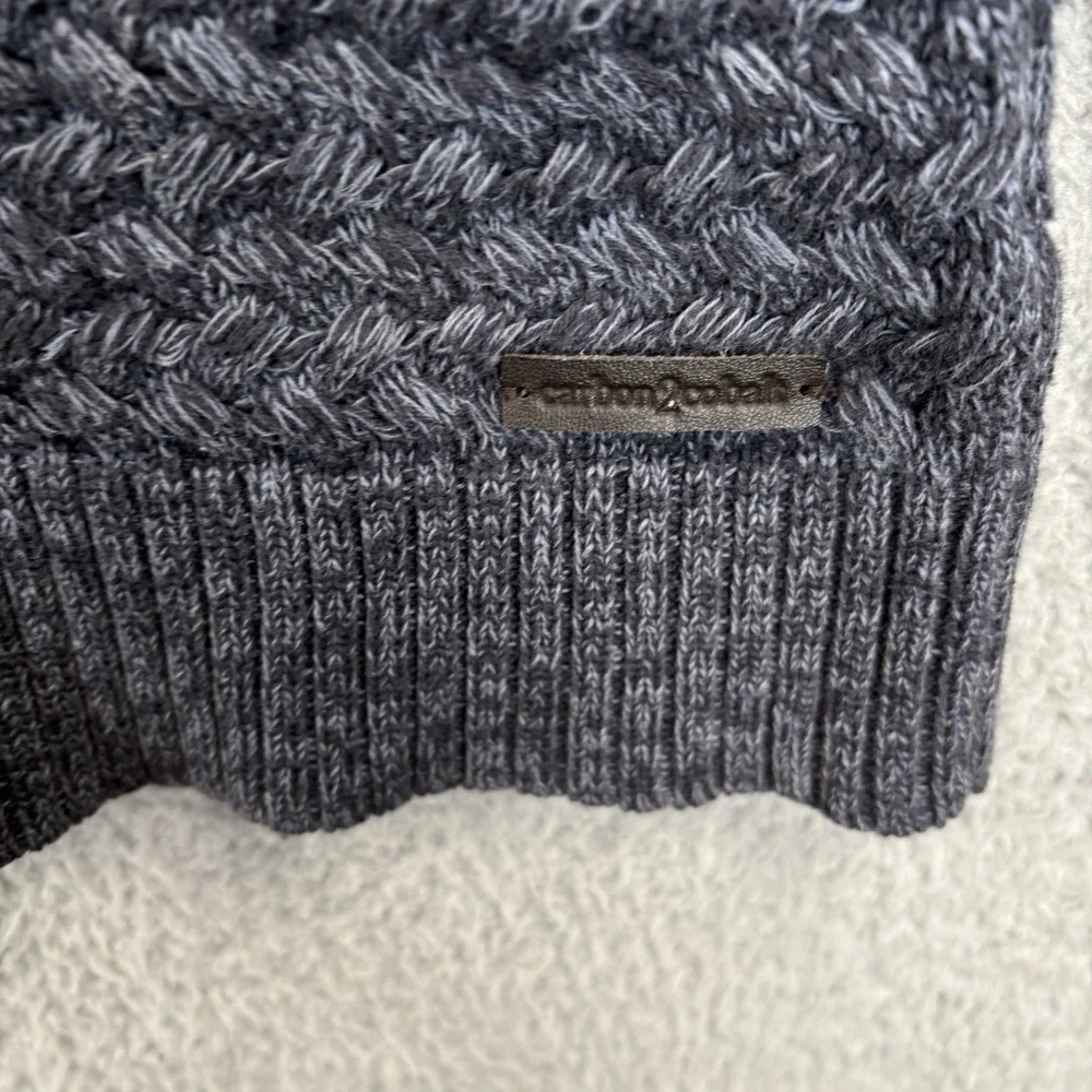 Carbon 2 Cobalt Sweater Mens Large Blue Gray Basket Weave Knit Cotton‎ Crewneck